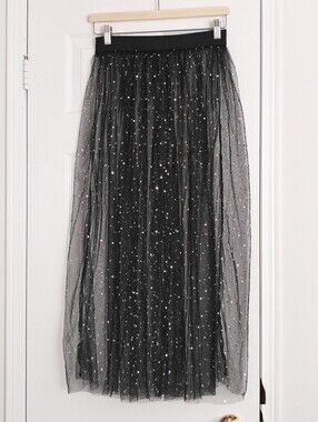 Sparkling Mesh Long Skirt